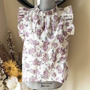NWT Moodie Violet Flutter Sleeve Eyelet Top.  Size XS